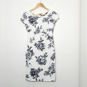 Stork & Babe Rose Floral Sheath Dress Short Sleeve Scoop Maternity Stretch XXS